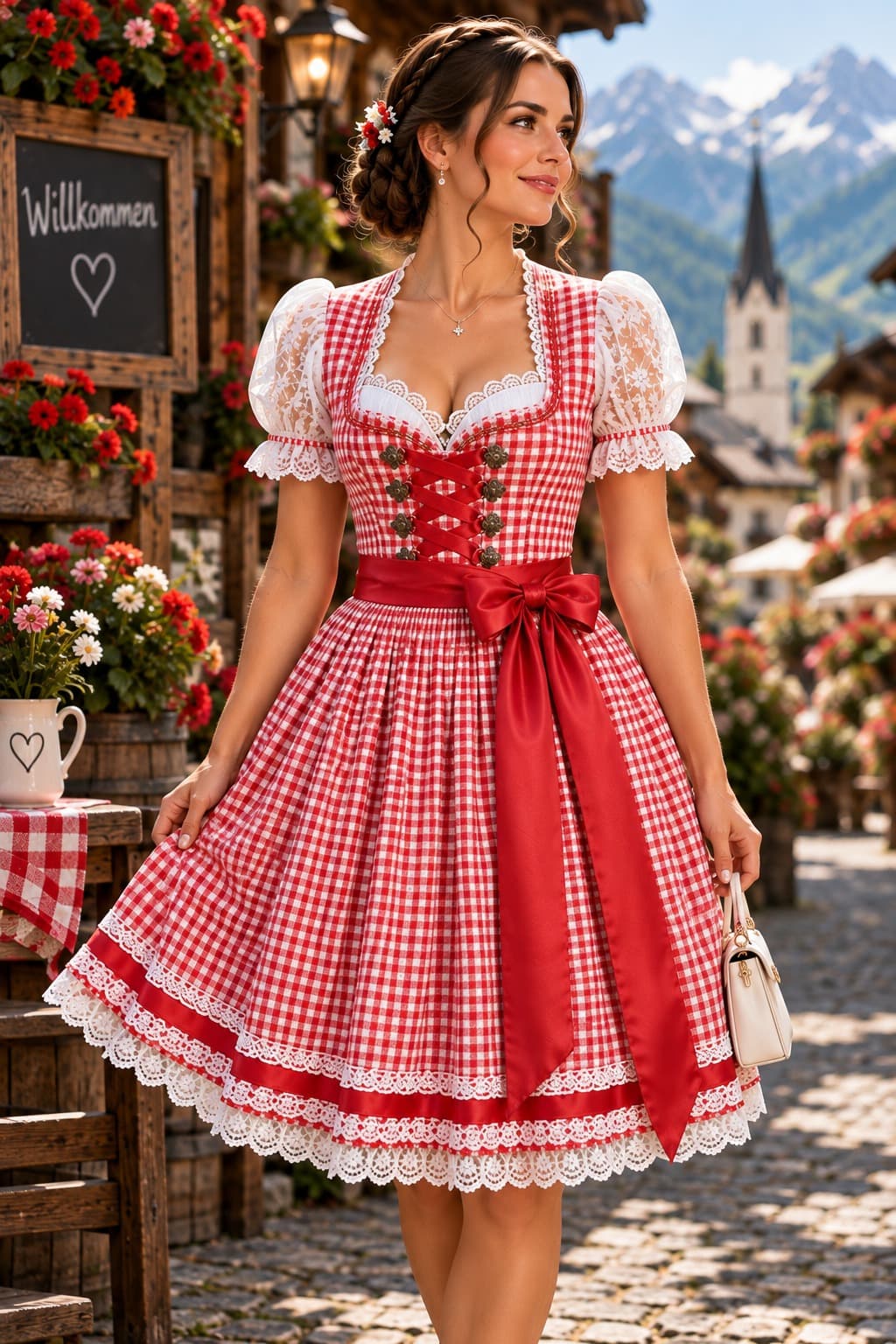 Red Tradition Dirndl – Timeless Bavarian Elegance